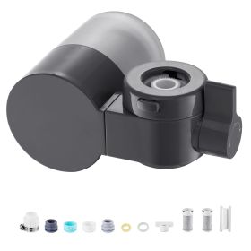 Faucet Mount Water Filter, Horizontal Water Purifier for Sink Tap, Carbon Fiber Filter, Removes Chlorine Lead with 3 Filters